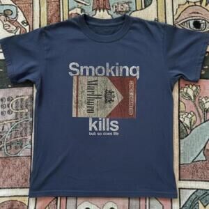 Gildan Men Navy T-Shirt, Marlboro Tee With A Cool